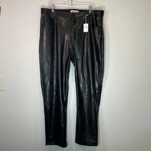 Abercrombie‎ & Fitch Vegan Leather 90s Straight Ultra High Rise Pants 34/18R